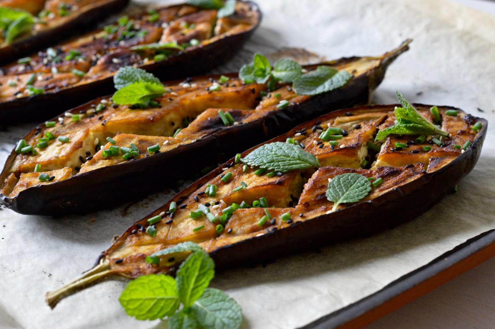Miso-glazed aubergine