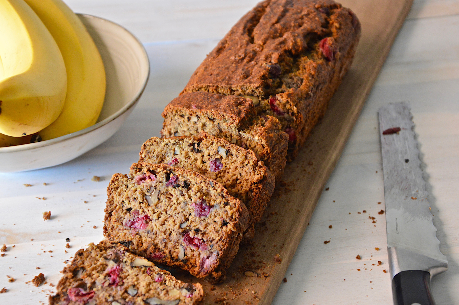 Banana oat cranberry bread