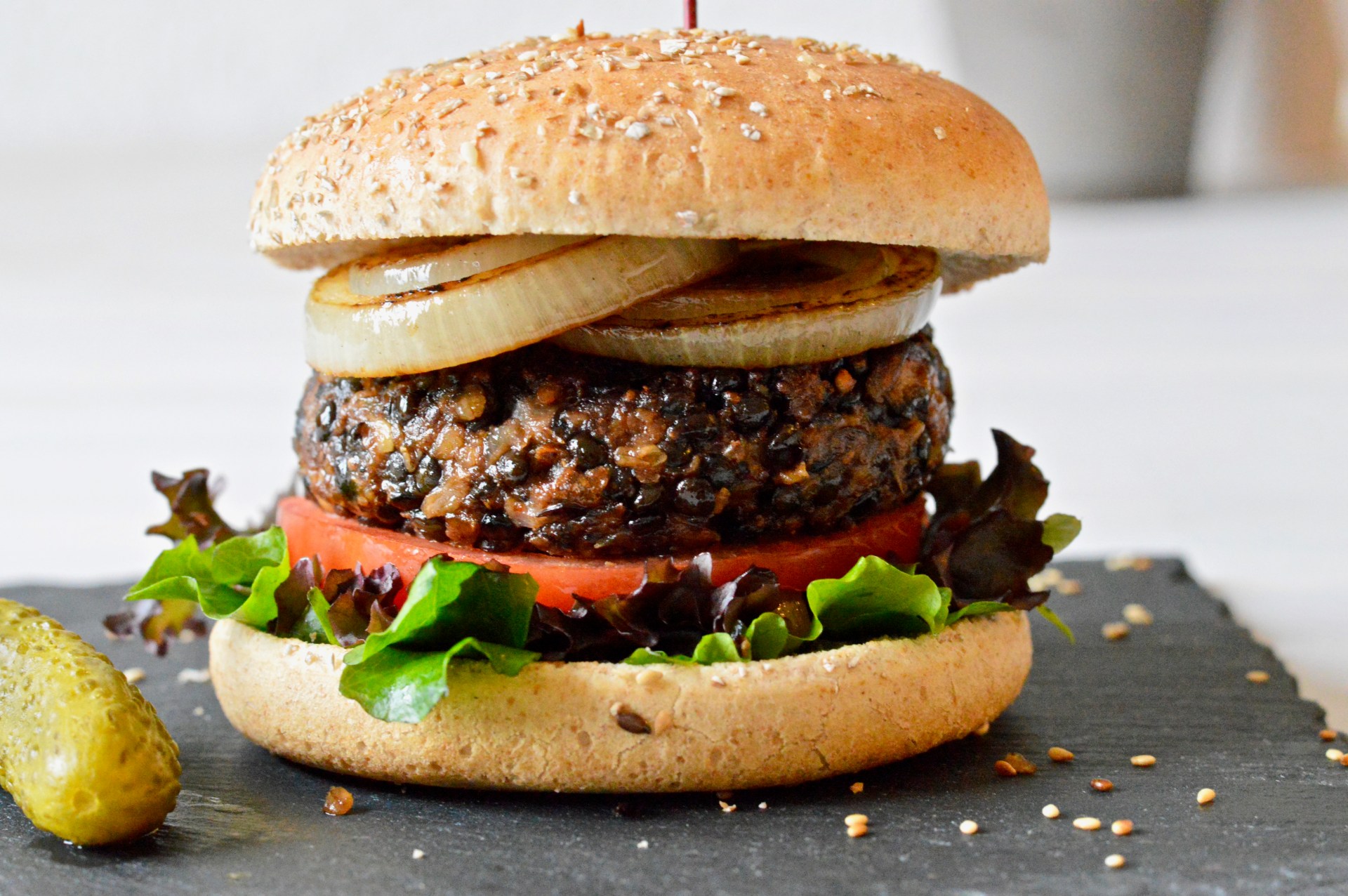 Black lentil and bean burger