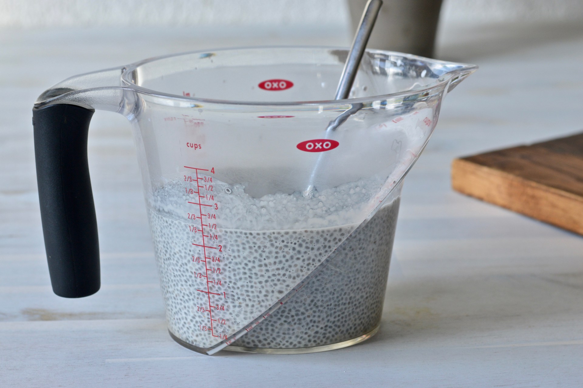 Chia seeds in almond milk