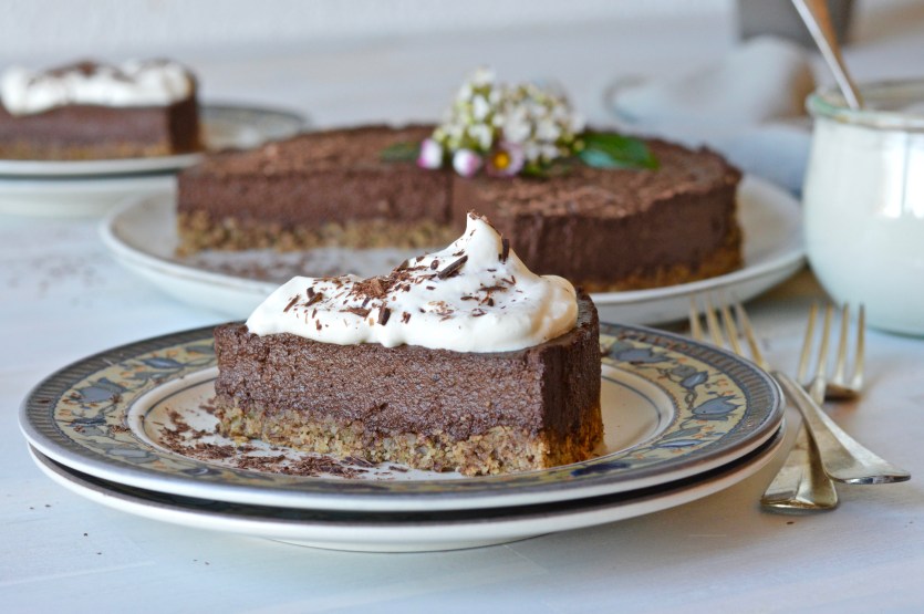 Raw plant-based chocolate pie.